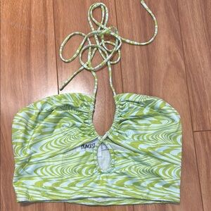 Princess Polly Green Swirl Halter Top
